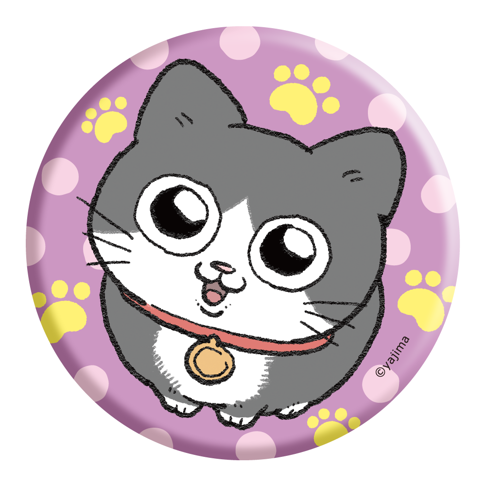 『ねこに転生したおじさん』ぷるにゃにゃっぷ（渋谷ショップ）のグッズ、缶バッジです。