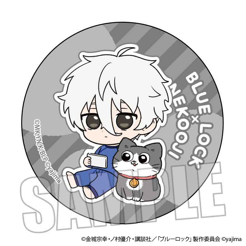 TVアニメ『ブルーロック』×『ねこに転生したおじさん』TSUTAYA POP UP SHOPのグッズ、トレーディング缶バッジです。