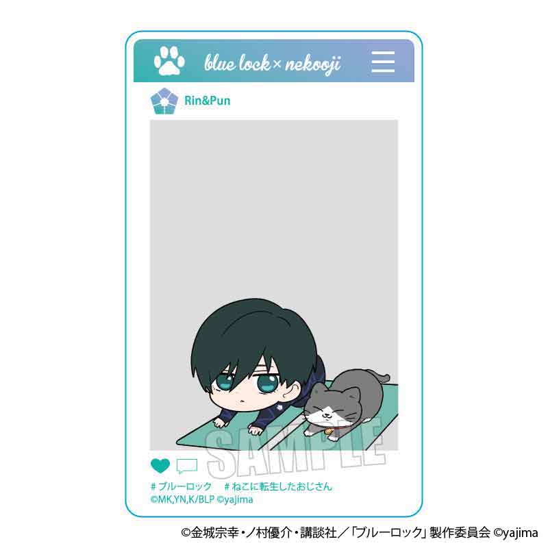TVアニメ『ブルーロック』×『ねこに転生したおじさん』TSUTAYA POP UP SHOPのグッズ、アクリルカードです。