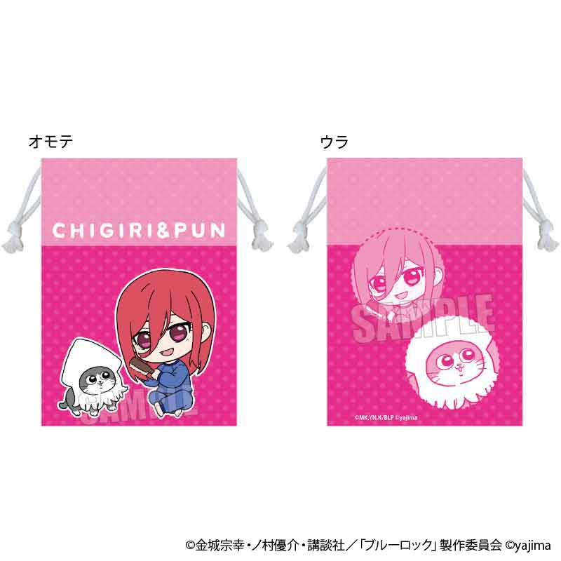 TVアニメ『ブルーロック』×『ねこに転生したおじさん』TSUTAYA POP UP SHOPのグッズ、巾着です。