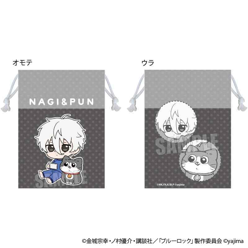 TVアニメ『ブルーロック』×『ねこに転生したおじさん』TSUTAYA POP UP SHOPのグッズ、巾着です。