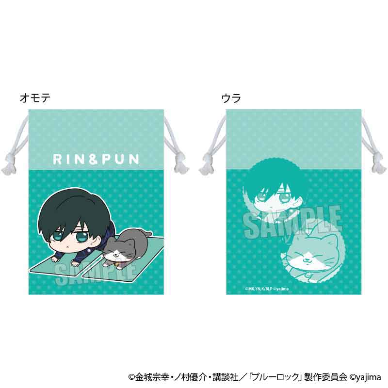 TVアニメ『ブルーロック』×『ねこに転生したおじさん』TSUTAYA POP UP SHOPのグッズ、巾着です。